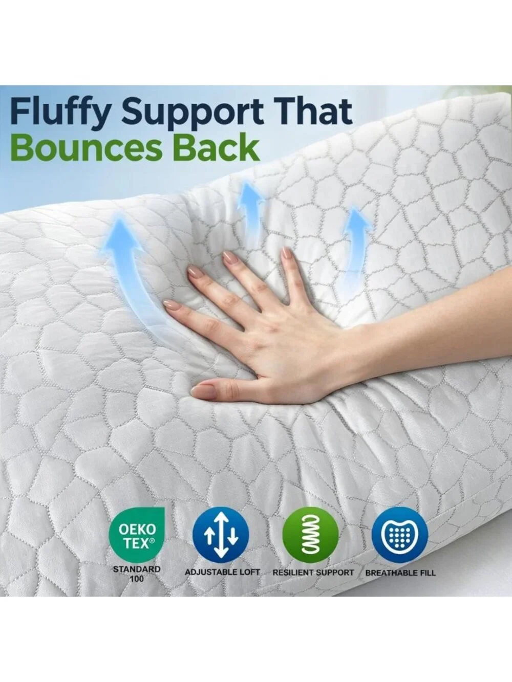 Cooling Shredded Memory Foam Pillows Set of 2 - Adjustable Firmness for All